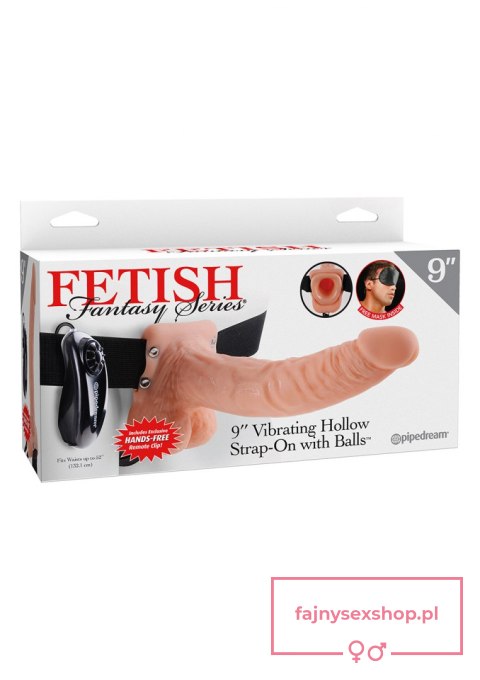 9in. Vibrating Hollow Strap-On Light skin tone