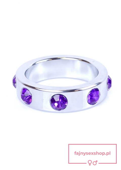 Pierścień-Metal Cock Ring with Purple Diamonds Large Pierścień-Metal Cock Ring with Purple Diamonds Large