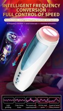 Masturbator-Vibrating, Rotating and Flashing Masturbation USB 10+10 Function / Talk Mode