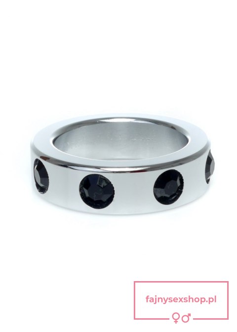 Pierścień-Metal Cock Ring with Black Diamonds Medium Pierścień-Metal Cock Ring with Black Diamonds Medium