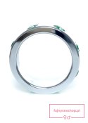 Pierścień-Metal Cock Ring with Green Diamonds Large