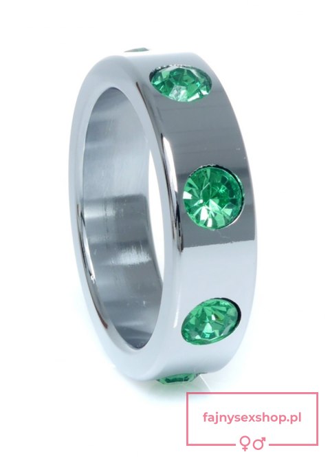 Pierścień-Metal Cock Ring with Green Diamonds Large Pierścień-Metal Cock Ring with Green Diamonds Large