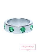 Pierścień-Metal Cock Ring with Green Diamonds Large