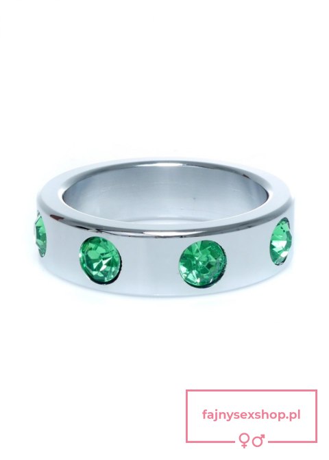 Pierścień-Metal Cock Ring with Green Diamonds Large Pierścień-Metal Cock Ring with Green Diamonds Large