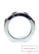 Pierścień-Metal Cock Ring with Pink Diamonds Medium
