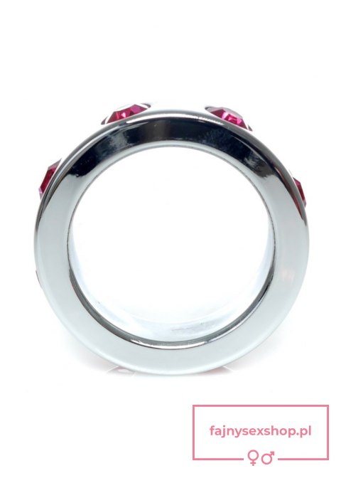 Pierścień-Metal Cock Ring with Pink Diamonds Medium Pierścień-Metal Cock Ring with Pink Diamonds Medium
