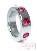Pierścień-Metal Cock Ring with Pink Diamonds Medium