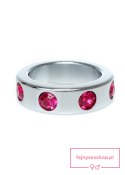 Pierścień-Metal Cock Ring with Pink Diamonds Medium