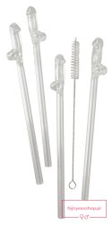Glass Drinking Straw Willy x 4 Glass Drinking Straw Willy x 4