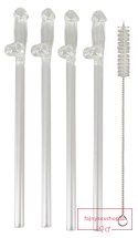 Glass Drinking Straw Willy x 4 Glass Drinking Straw Willy x 4