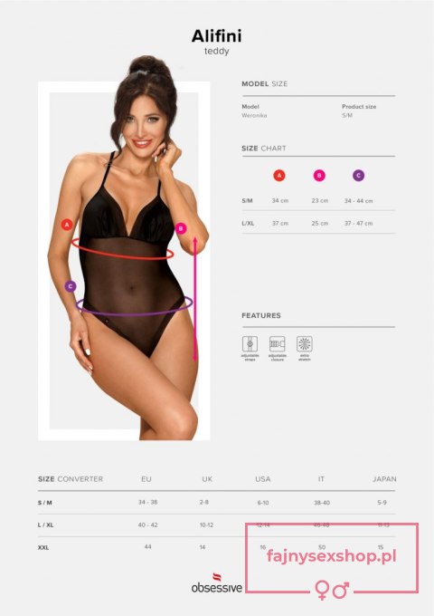 Bielizna- Alifini body czarne S/M Bielizna- Alifini body czarne S/M
