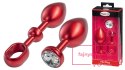 MALESATION Alu-Plug with handle & crystal large, red