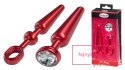 MALESATION Alu-Plug with handle & crystal medium, red