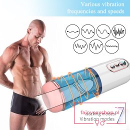 Wibrujący masturbator z funkcją ssącą oraz efektami dźwiękowymi.Masturbator-Vibration 7, 7 Sucking modes, Hand