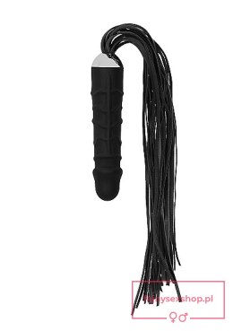 Black Whip with Realistic Silicone Dildo - Black