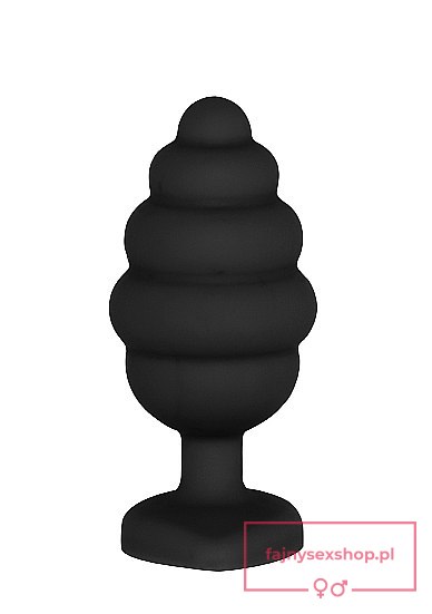 Large Ribbed Diamond Heart Plug - Black Large Ribbed Diamond Heart Plug - Black