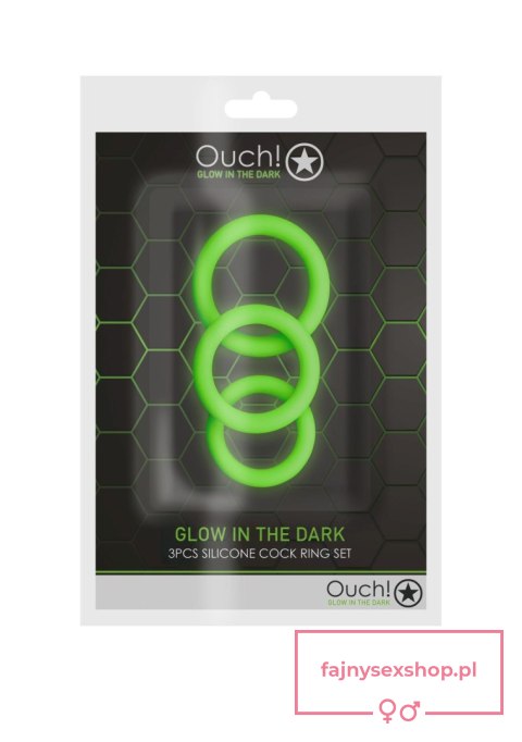 3 pcs Cock Ring Set - Glow in the Dark - Neon Green 3 pcs Cock Ring Set - Glow in the Dark - Neon Green
