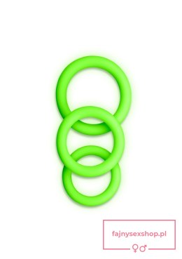 3 pcs Cock Ring Set - Glow in the Dark - Neon Green