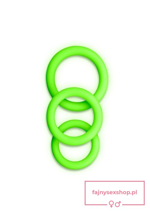 3 pcs Cock Ring Set - Glow in the Dark - Neon Green 3 pcs Cock Ring Set - Glow in the Dark - Neon Green