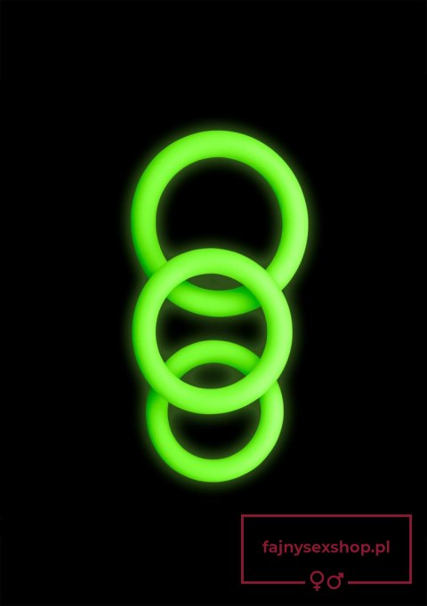 3 pcs Cock Ring Set - Glow in the Dark - Neon Green 3 pcs Cock Ring Set - Glow in the Dark - Neon Green