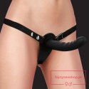 Ouch! - Silicone Ribbed Strap-On - Adjustable - Black