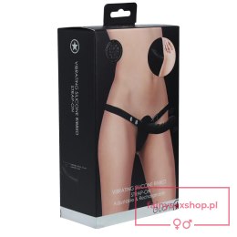 Ouch! - Vibrating - Rechrgeable - 10 Speed Silicone Ribbed Strap-On - Adjustable - Black