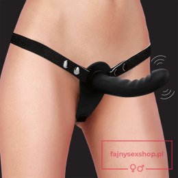 Ouch! - Vibrating - Rechrgeable - 10 Speed Silicone Ribbed Strap-On - Adjustable - Black