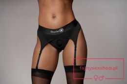 Vibrating Strap-on Thong with Adjustable Garters - M/L