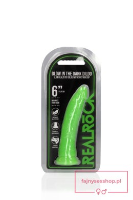 Slim Realistic Dildo with Suction Cup - Glow in the Dark - 6'' / 15,5 cm