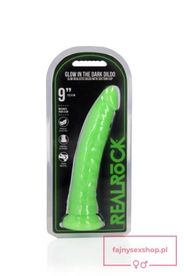 Slim Realistic Dildo with Suction Cup - Glow in the Dark - 9'' / 22,5 cm