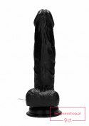 Vibrating Realistic Cock - 8"" - With Scrotum - Black