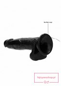 Vibrating Realistic Cock - 8"" - With Scrotum - Black