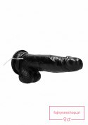 Vibrating Realistic Cock - 8"" - With Scrotum - Black