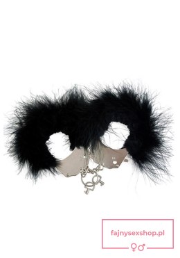 Kajdanki-Śmieszna zabawka-kadanki - Metallic Handcuffs,Feather Cov.. Black