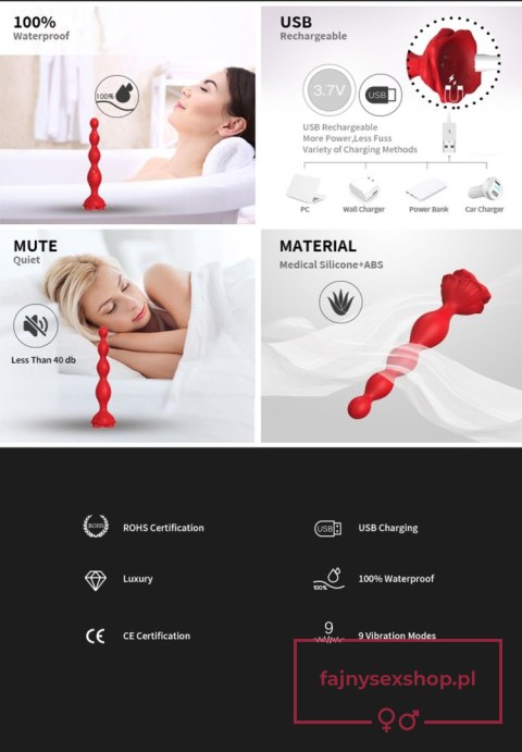Rosestick Red, 9 vibration functions Rosestick Red, 9 vibration functions
