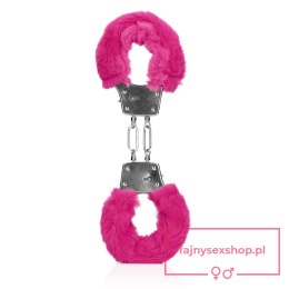 Furry Metal Hand Cuffs - Pink