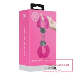 Furry Metal Hand Cuffs - Pink