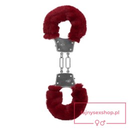 Furry Metal Hand Cuffs - Red