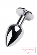 Silver anal plug TOYFA Metal with blue round-shaped gem