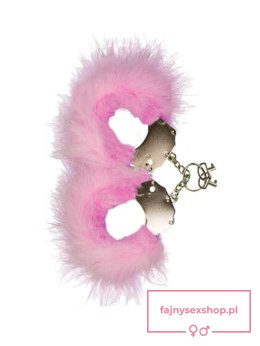Kajdanki-Śmieszna zabawka-kadanki - Metallic Handcuffs,Feather Cov.. Pink