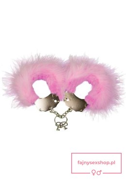 Kajdanki-Śmieszna zabawka-kadanki - Metallic Handcuffs,Feather Cov.. Pink