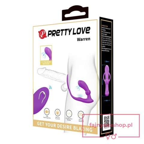 PRETTY LOVE - Warren Purple, Wireless remote control 12 pulse wave settings 12 vibration functions PRETTY LOVE - Warren Purple, Wireless remote control 12 pulse wave settings 12 vibration functions