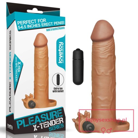 Add 3" Pleasure X Tender Vibrating Penis Sleeve Brown Add 3" Pleasure X Tender Vibrating Penis Sleeve Brown