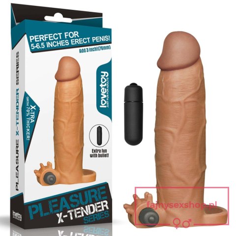 Add 3" Pleasure X Tender Vibrating Penis Sleeve Brown Add 3" Pleasure X Tender Vibrating Penis Sleeve Brown