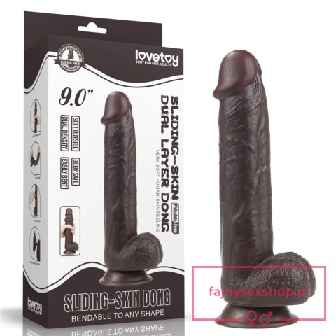 9.0'' Sliding Skin Dual Layer Dong - Black 9.0'' Sliding Skin Dual Layer Dong - Black