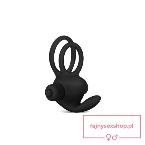 Power Clit Duo Silicone Cockring Black Power Clit Duo Silicone Cockring Black