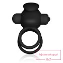 Power Clit Duo Silicone Cockring Black Power Clit Duo Silicone Cockring Black