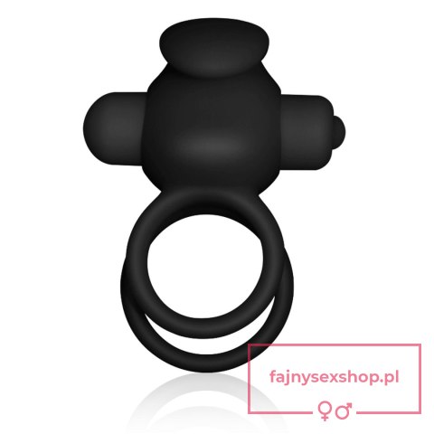 Power Clit Duo Silicone Cockring Black Power Clit Duo Silicone Cockring Black