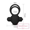 Power Clit Duo Silicone Cockring Black Power Clit Duo Silicone Cockring Black