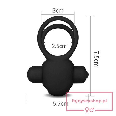 Power Clit Duo Silicone Cockring Black Power Clit Duo Silicone Cockring Black